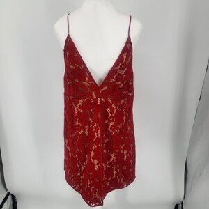 Free People Dangerous Love Red Lace Mini Dress Sleeveless Lined Women's Size 10